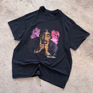 Y2K Poetic Justice Tupac Shakir Graphic Tee Hip Hop Rap Black‎ Size  XL